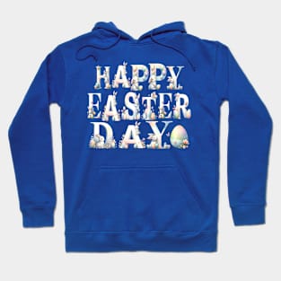 watercolor Springtime Rabbits and Eggs Decor to HAPPY EASTER day Joyful Easter Bunny Greetings Celebration Festive Hoodie